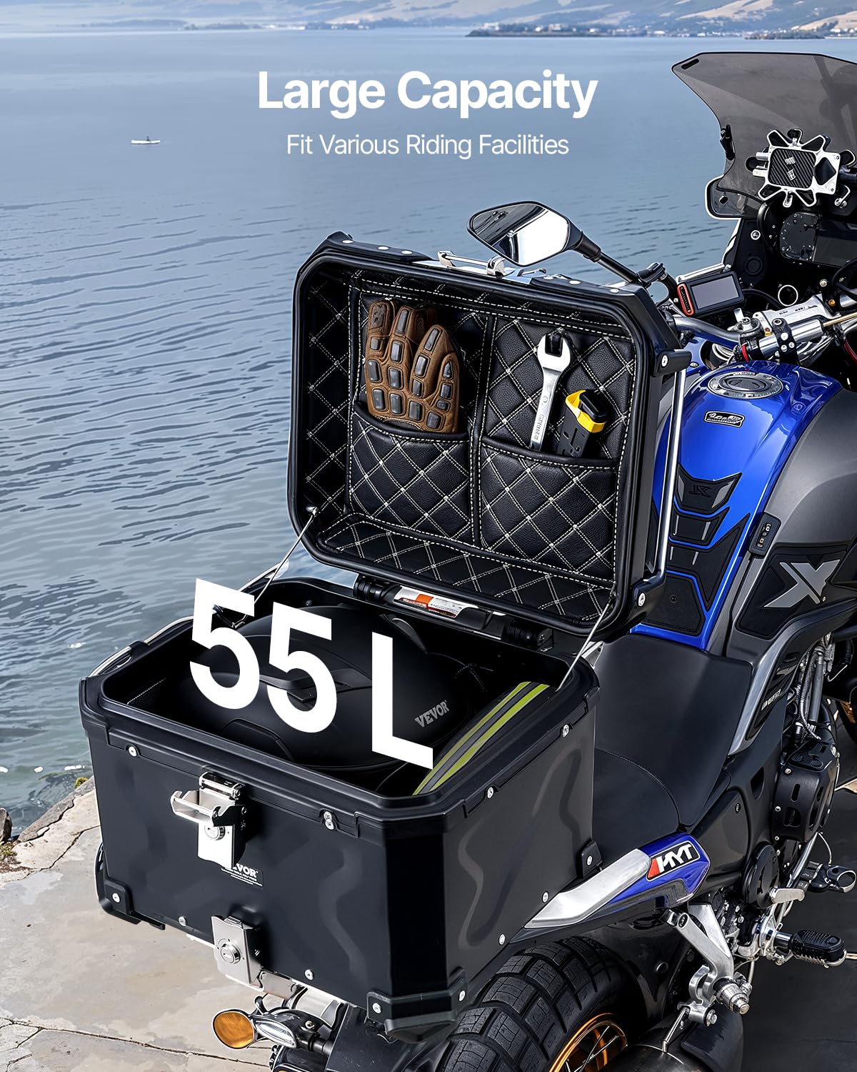 Foto 4 pulgar | Maleta Vevor Universal Para Motocicleta, Aleación De Aluminio, 55 L, Impermeable - Venta Internacional.