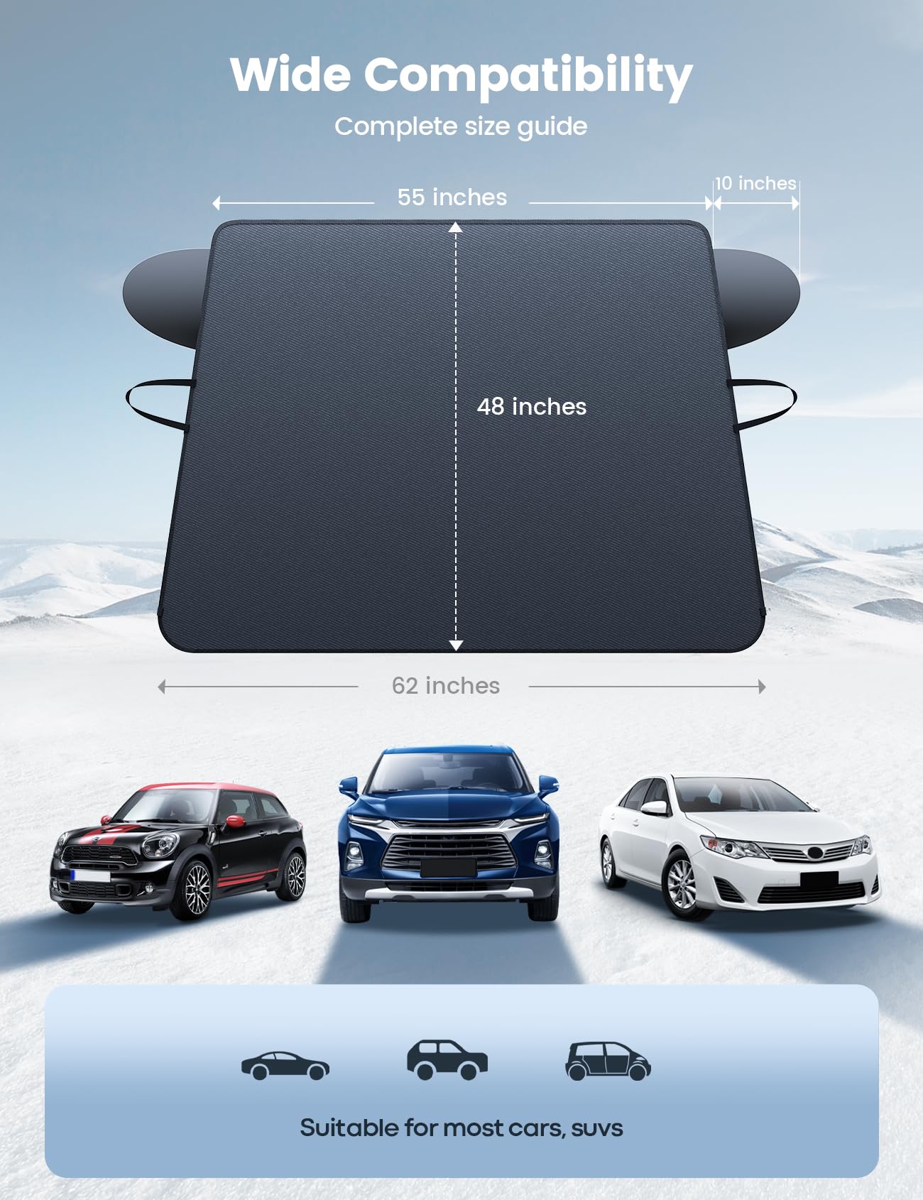 Foto 5 | Funda De Parabrisas Lamicall Para Hielo Y Nieve Impermeable 800d Oxford - Venta Internacional.