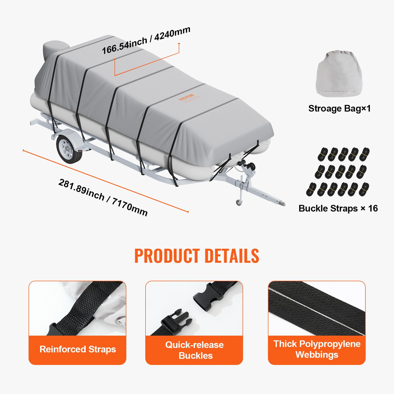 Foto 7 | Funda Para Pontones Vevor 800d, Resistente, 19 A 20 Pies Con Cubierta De Motor - Venta Internacional.