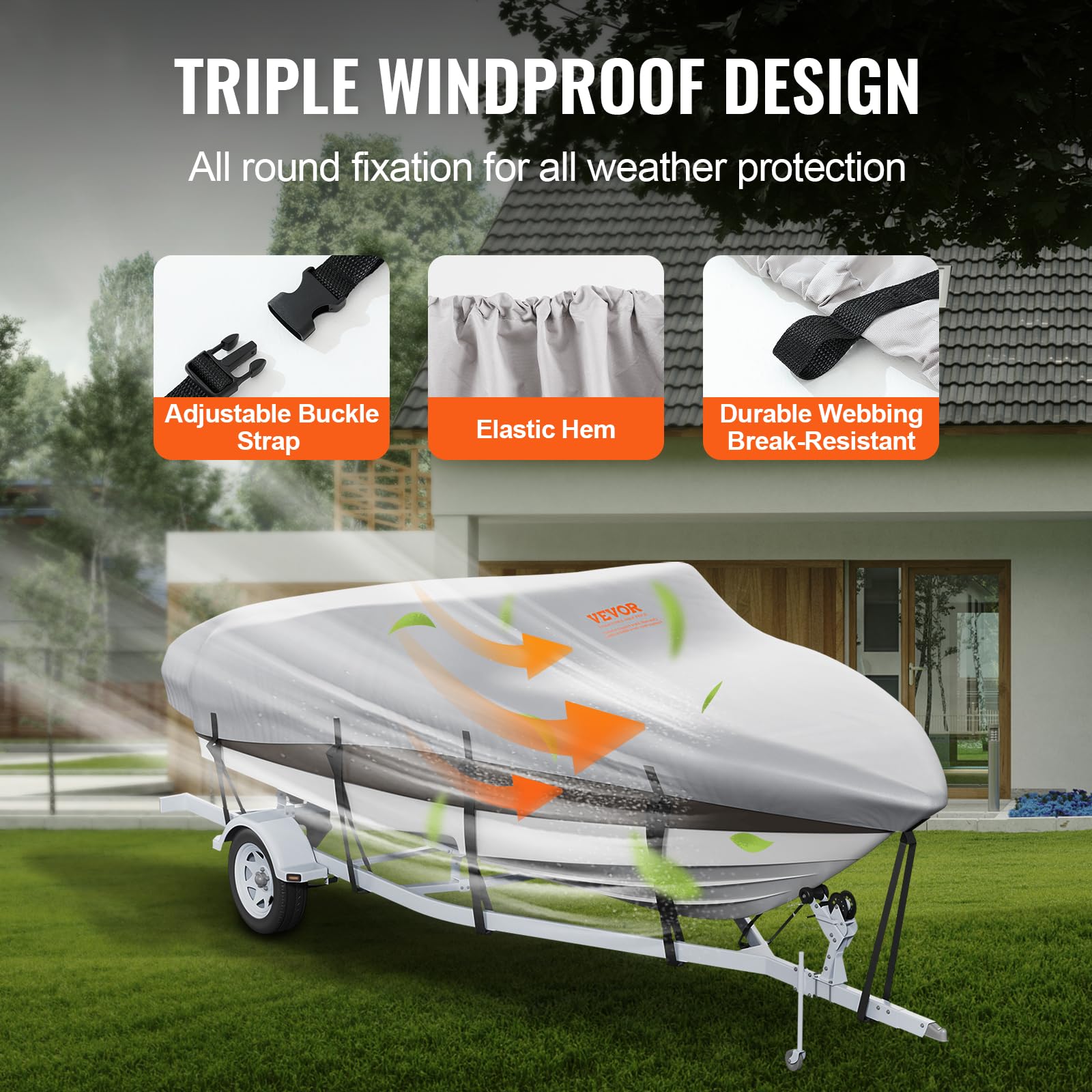 Foto 4 | Funda Para Barco Vevor, De 23 A 24 Pies, Remolcable, Impermeable, Con Motor Co - Venta Internacional.