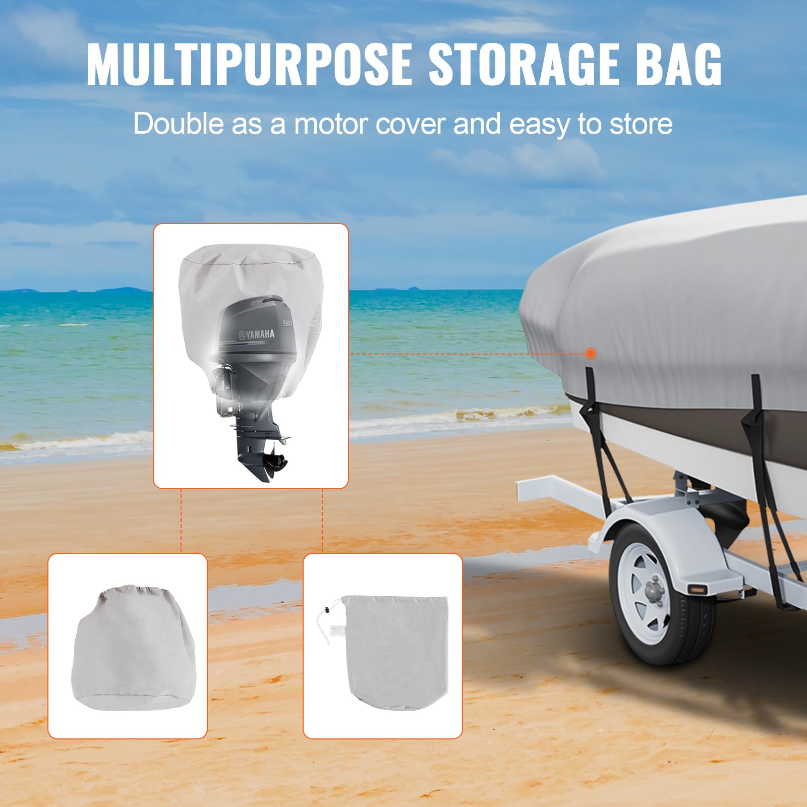 Foto 5 | Funda Para Barco Vevor, De 23 A 24 Pies, Remolcable, Impermeable, Con Motor Co - Venta Internacional.