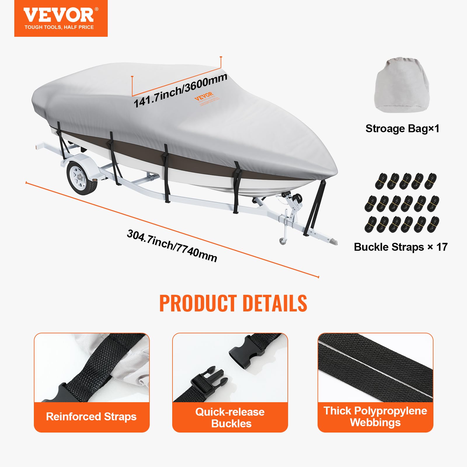 Foto 8 pulgar | Funda Para Barco Vevor, De 23 A 24 Pies, Remolcable, Impermeable, Con Motor Co - Venta Internacional.