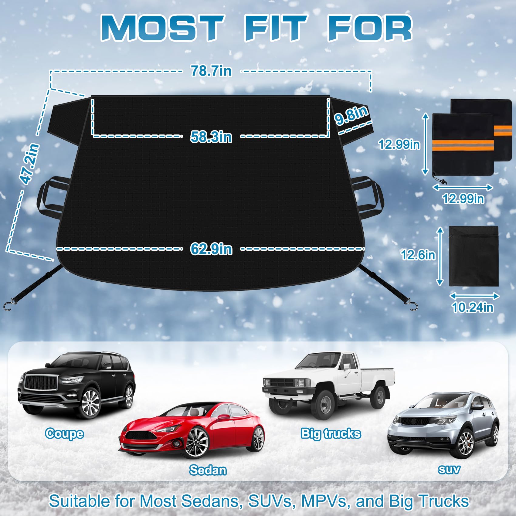Foto 4 pulgar | Funda Roberly Para Parabrisas De Coche Para Hielo Y Nieve Con Borde Magnético - Venta Internacional.