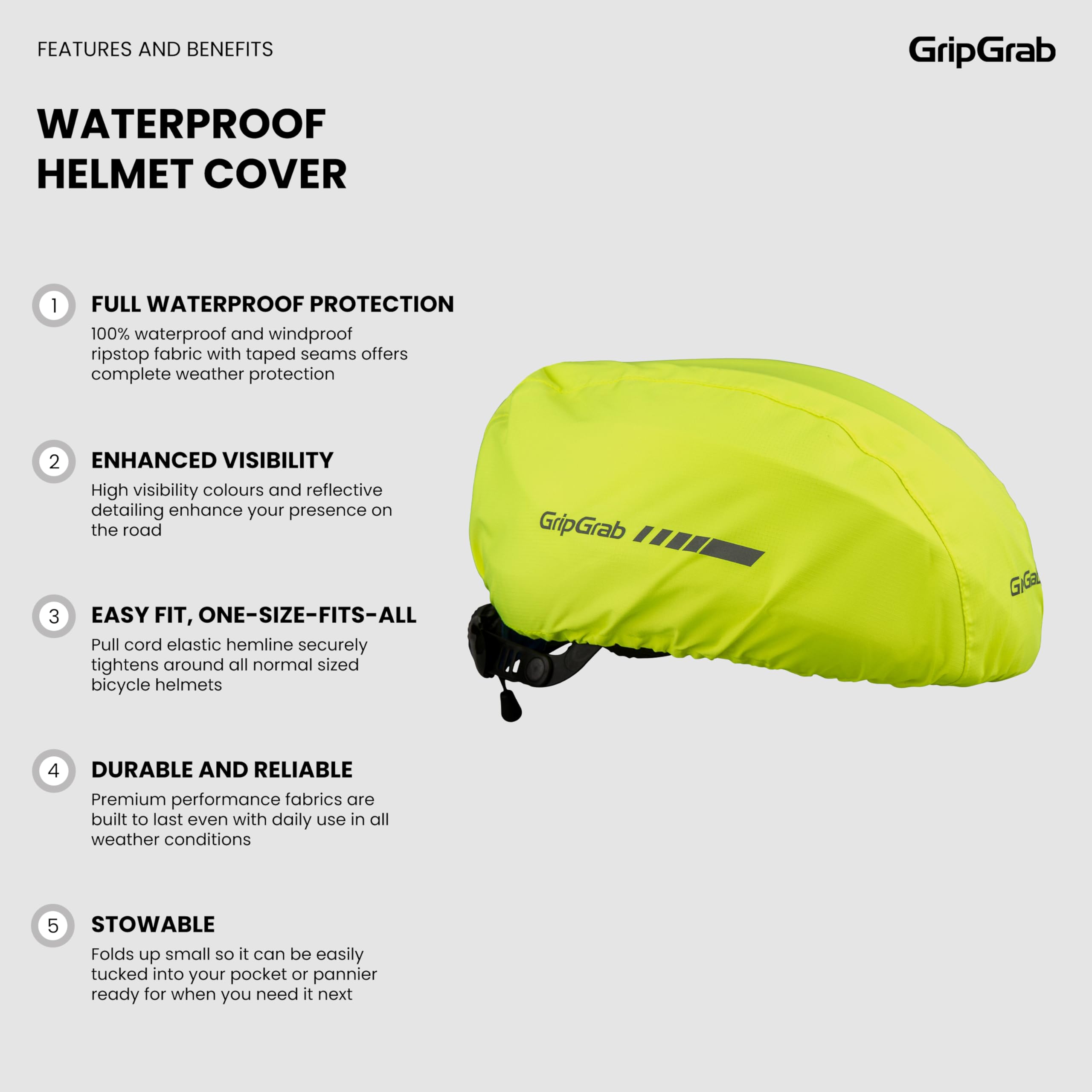 Foto 3 pulgar | Funda Para Casco De Bicicleta Gripgrab, Impermeable, De Alta Visibilidad - Venta Internacional.