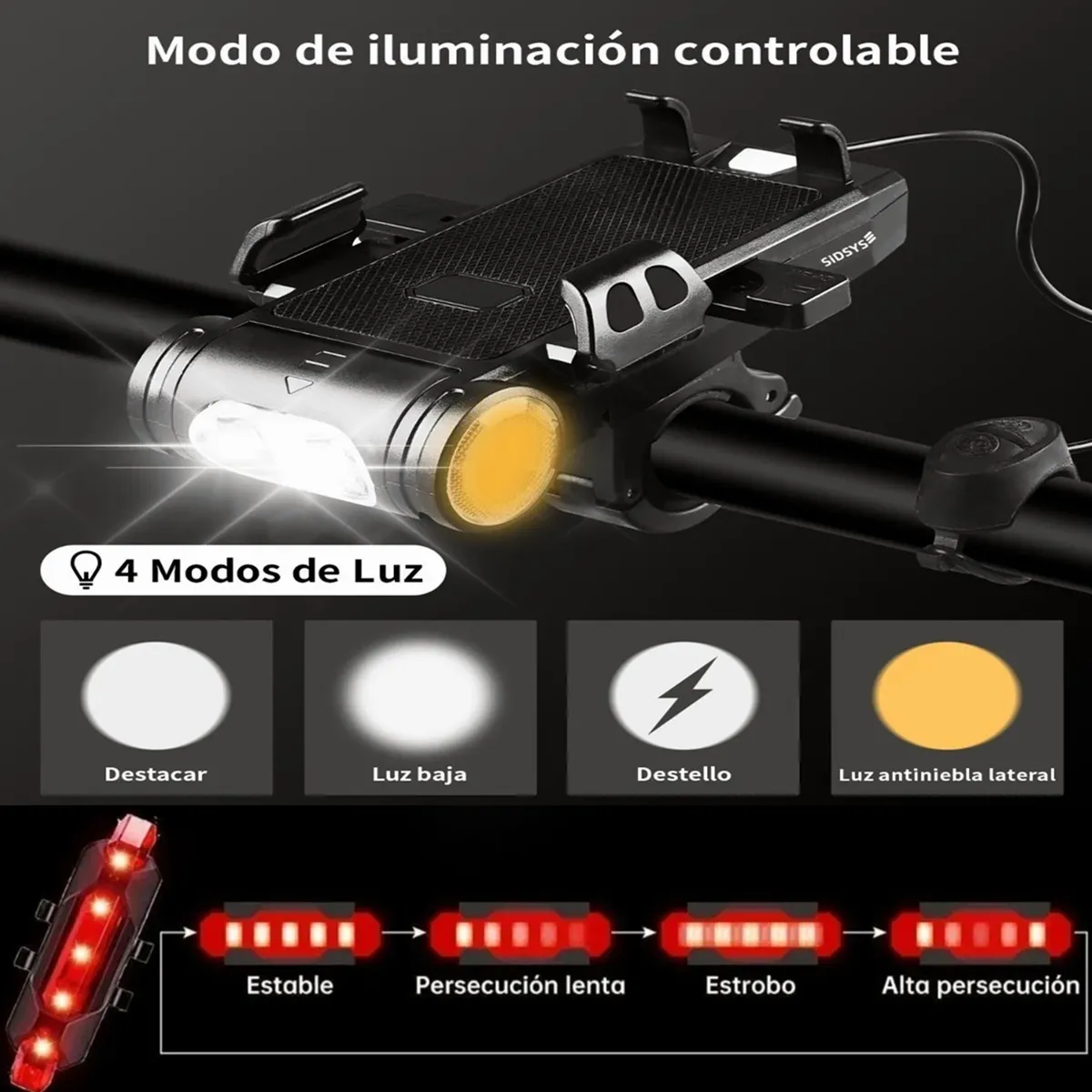 Foto 3 pulgar | Luces Para Bicicletas Recargable Eo Safe Imports Esi-160 Multicolor