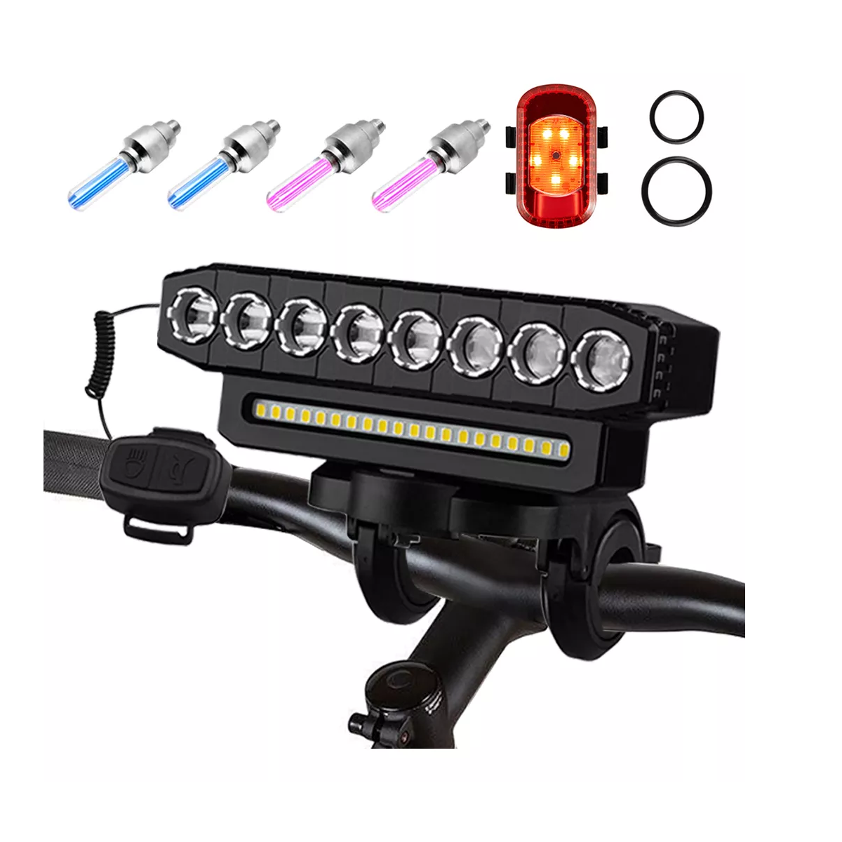 Foto 2 | Luz Para Bicicleta 6000 Lúmenes Impermeable 8 Led Recargable Eo Safe Imports Esi-15806 Negro