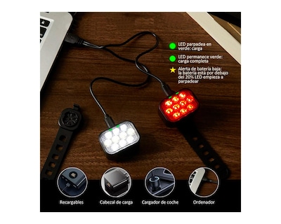 Foto 3 | Luz Recargable USB LED Modo Blanco y Rojo para Bicicleta