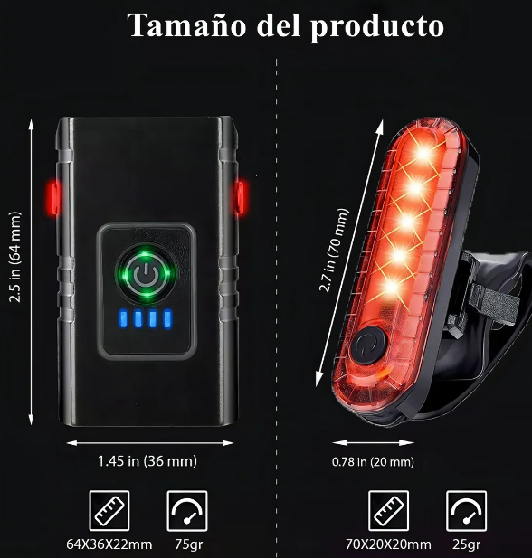 Foto 4 pulgar | Xtellar Kit Luces Led De Alta Potencia Para Bicicleta, Negras, 1200 Lumens, Delantera Y Trasera