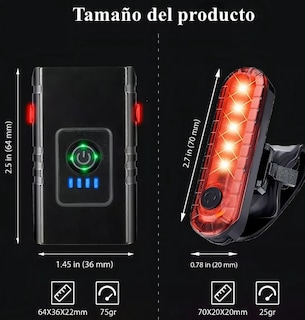 Foto 3 | Xtellar Kit Luces Led De Alta Potencia Para Bicicleta, Negras, 1200 Lumens, Delantera Y Trasera