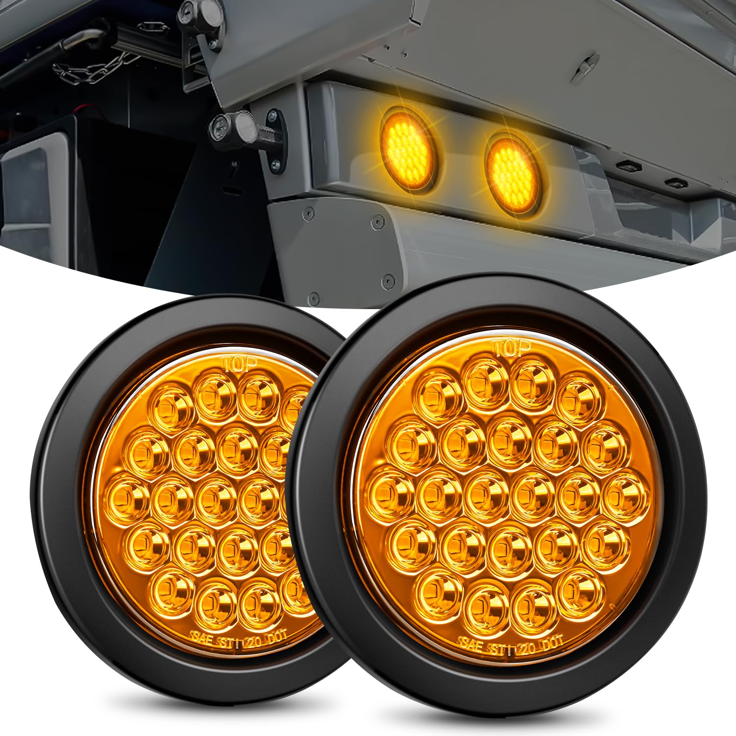 Foto 2 pulgar | Luz Trasera Para Remolque Nilight, Redonda De 4 Pulgadas, 24 Led, Color Ámbar, 2 Unidades - Venta Internacional.