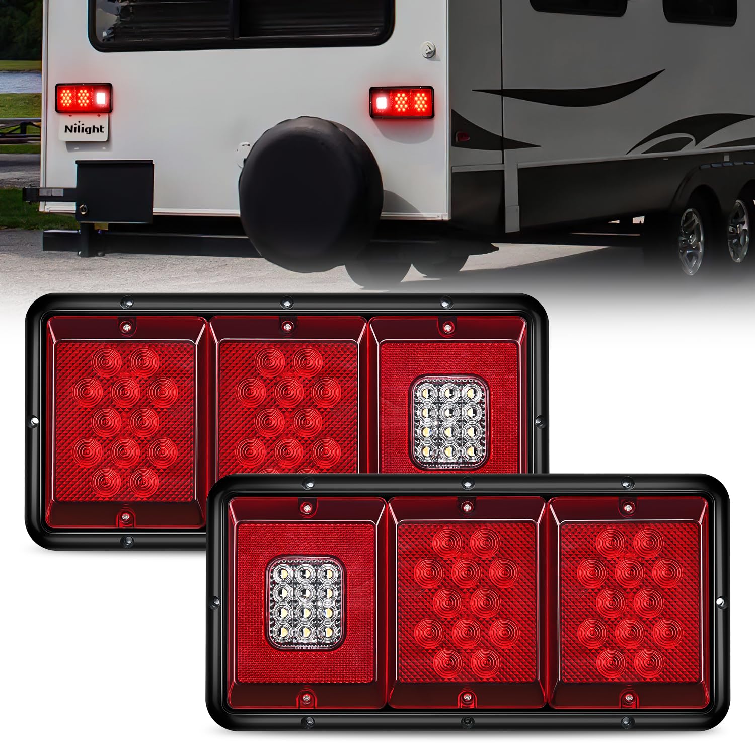 Foto 2 pulgar | Luz Trasera Nilight Led Con Triple Rectángulo, Impermeable, 2 Unidades - Venta Internacional.