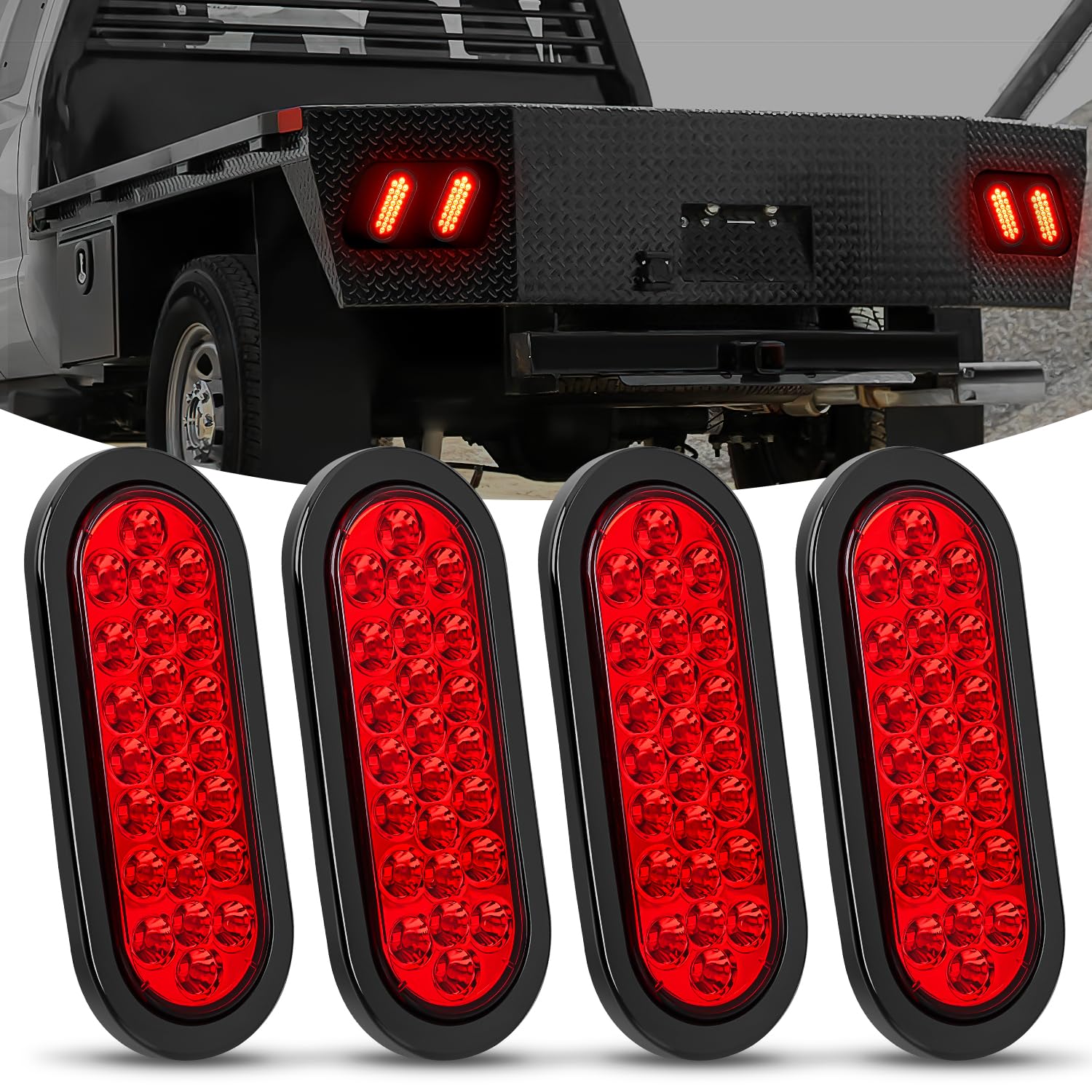 Foto 1 | Luz Trasera Para Remolque Nilight, 6 Pulgadas, Ovalada, Roja, 24 Led, 4 Unidades, 12 V - Venta Internacional.