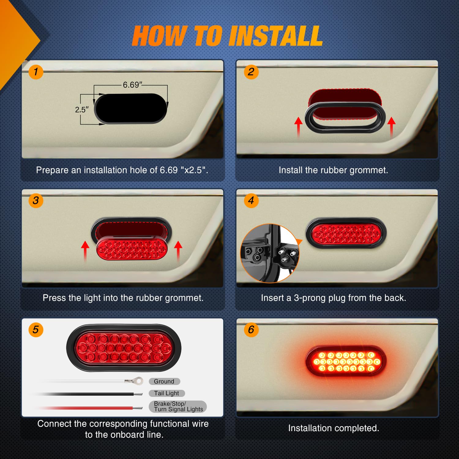 Foto 6 pulgar | Luz Trasera Para Remolque Nilight, 6 Pulgadas, Ovalada, Roja, 24 Led, 4 Unidades, 12 V - Venta Internacional.