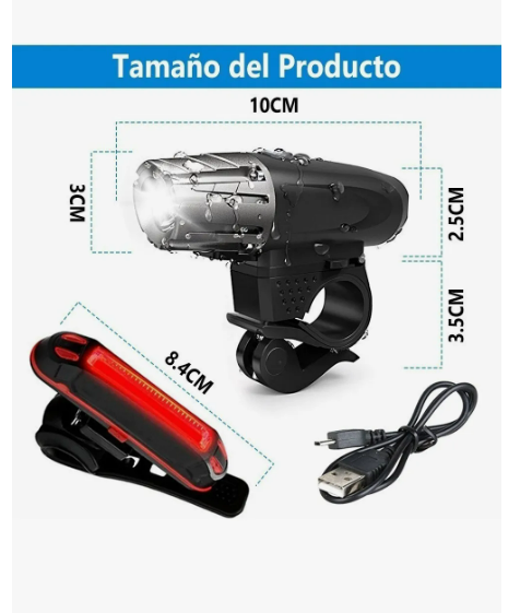 Foto 4 pulgar | Luces Delanteras Y Traseras Ipx5 Impermeables Para Bicicleta Luz Bicicleta Usb Recargable Hispeed Color De Negro