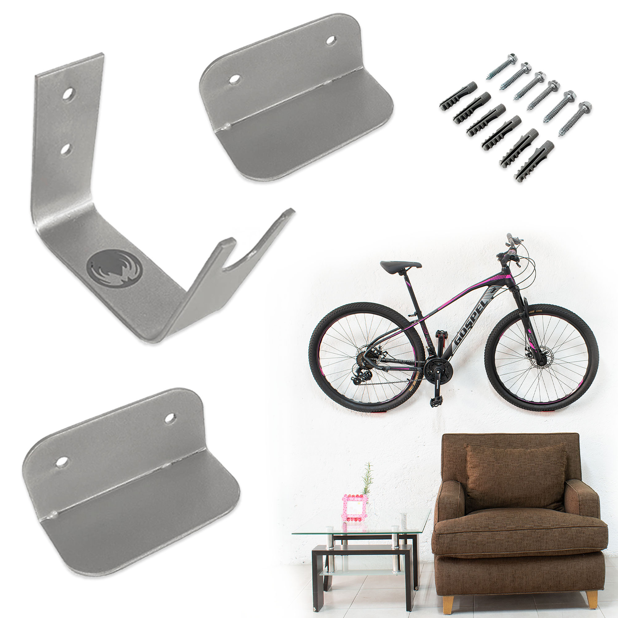 Soporte de Pared para Bicicleta Mach para Pedal color Gris