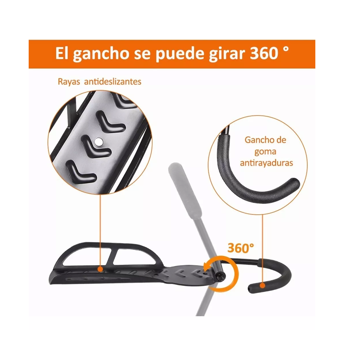 Foto 3 pulgar | Gancho de Soporte Pared para Bicicletas Suspensión 2 Piezas Eo Safe Imports Esi-4077 color Negro