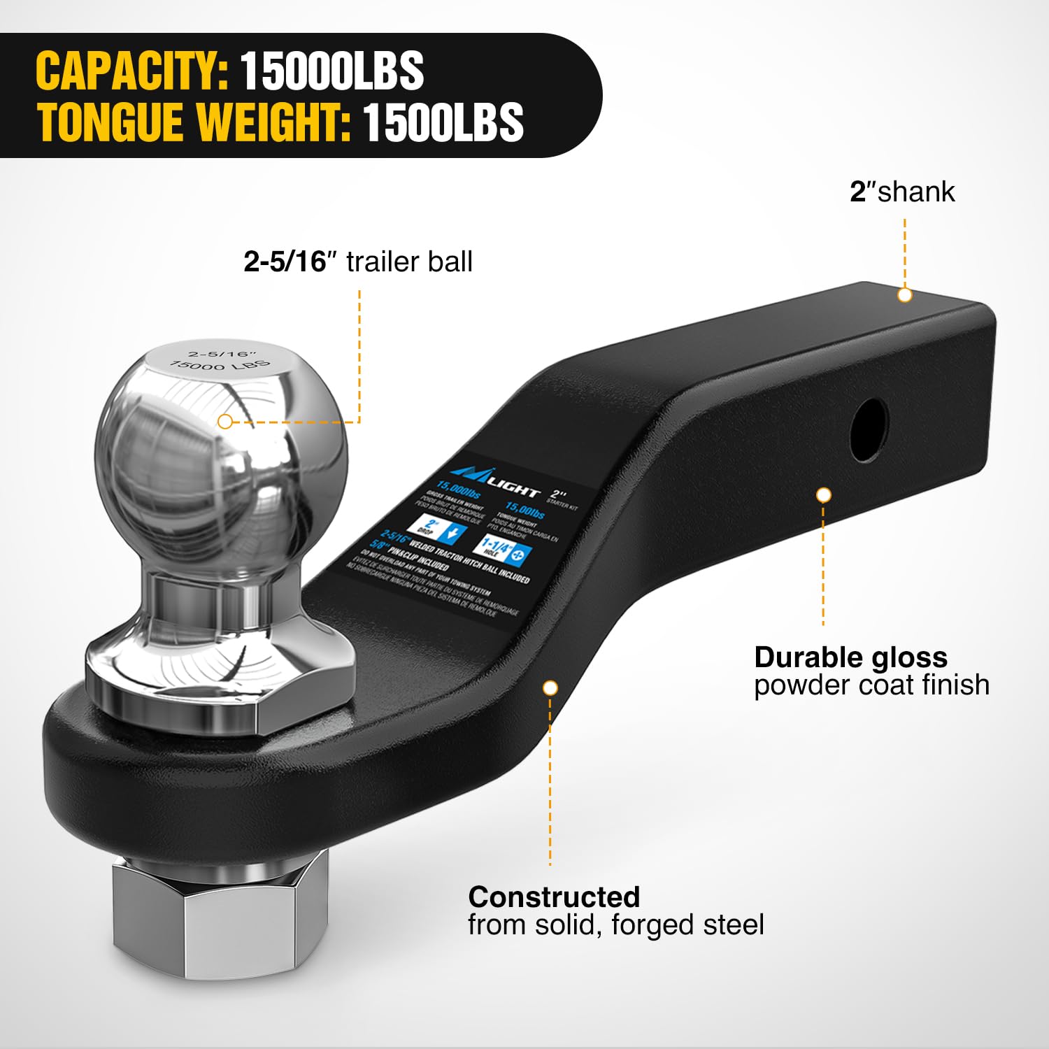 Foto 7 pulgar | Soporte De Enganche Para Remolque Nilight Forjado Con Bola De 2-5/16 Pulgadas, 1500 Libras - Venta Internacional.