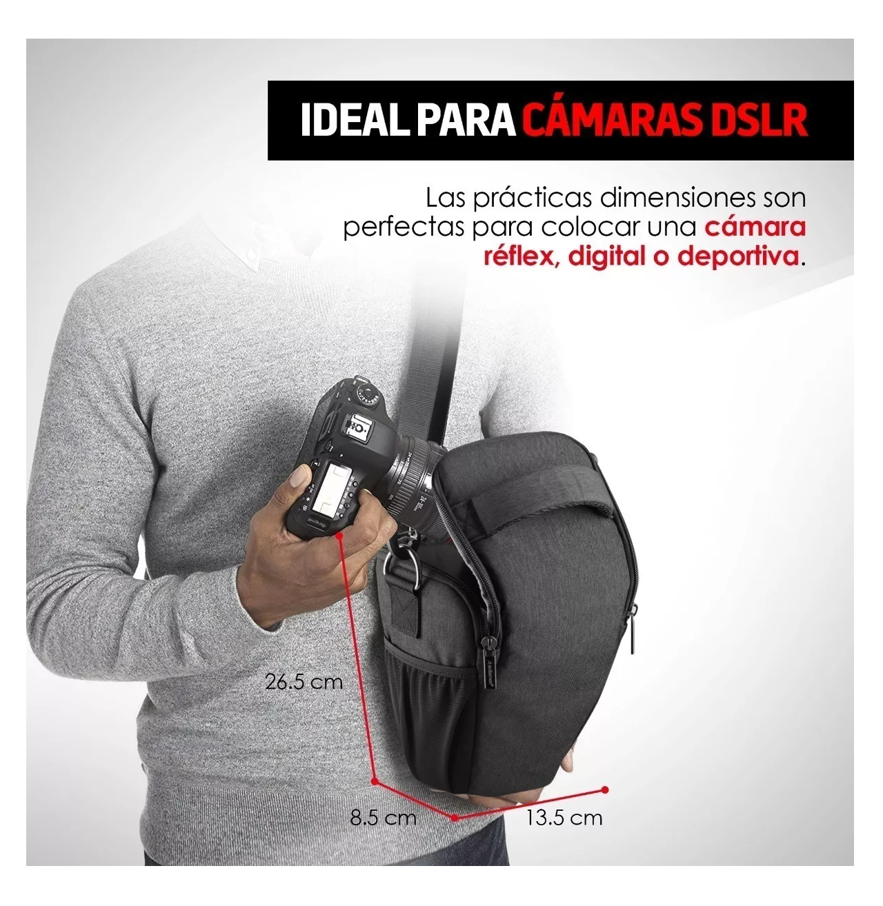 Foto 5 pulgar | Mochila Para Cámara Fotográfica Profesional Bandolera Negro