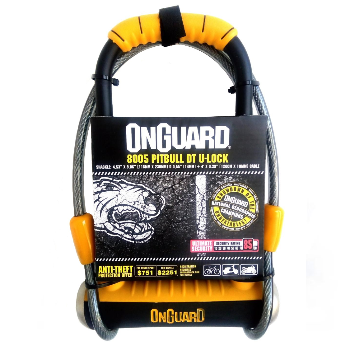 Candado Onguard 8005 U Lock con Cable Bicicleta Seguridad 85