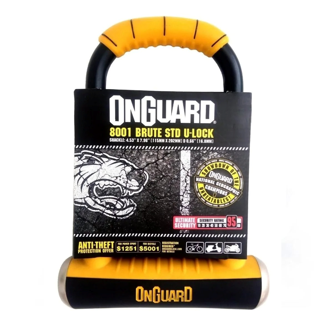 Candado Onguard 8001 U Lock Bicicleta o Motocicleta Seguridad 95