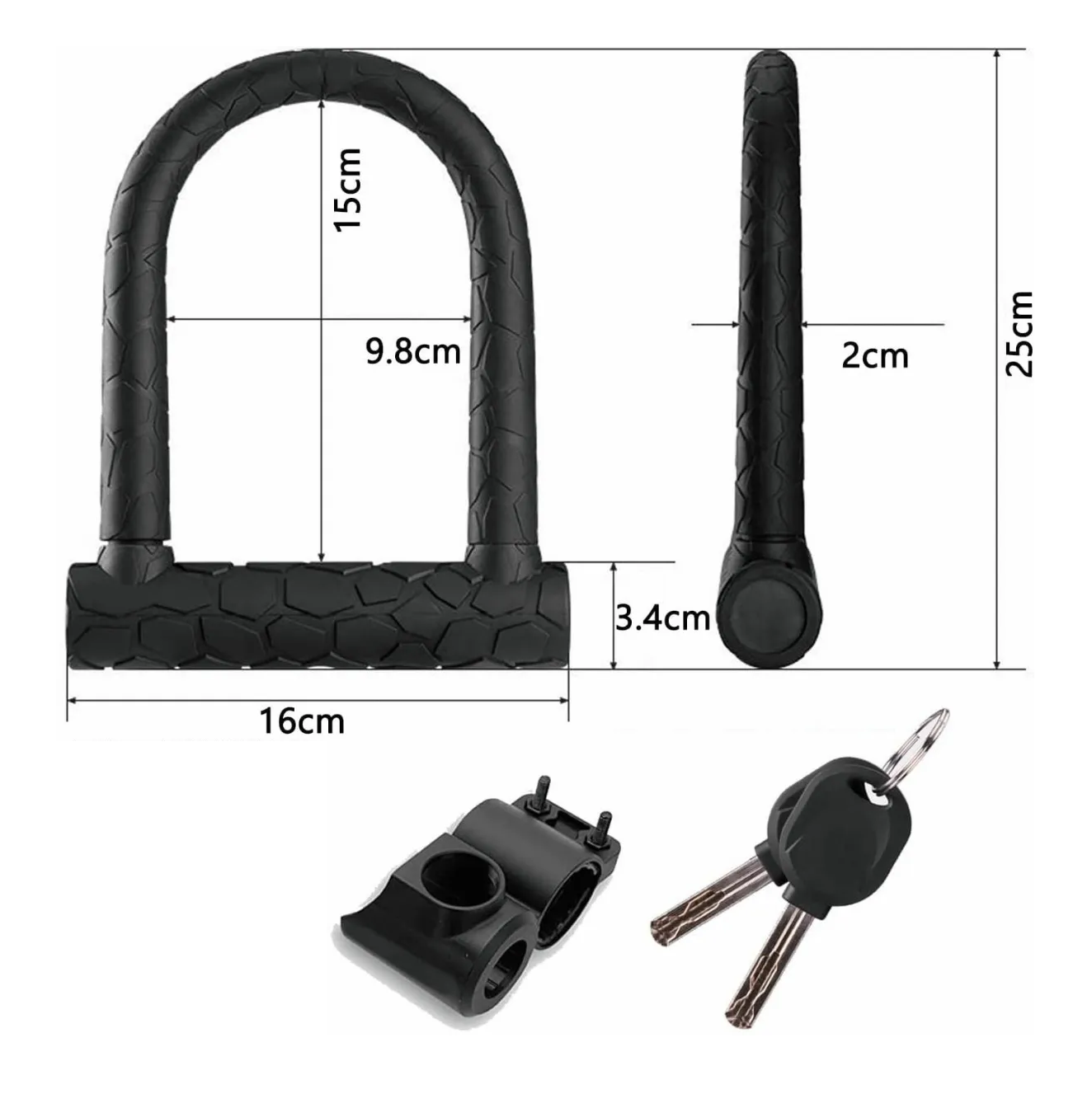 Foto 3 | Candado Rígido Tipo U Para Bicicleta Motocicleta Con 2 Llaves Eo Safe Imports Esi-494 Negro