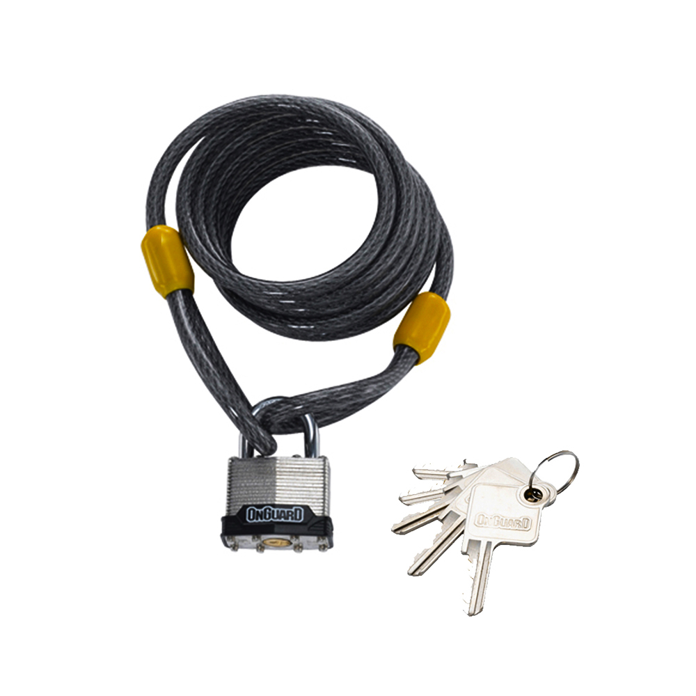 Candado de Cable para Bicicleta Onguard 8033 color Negro con Llaves