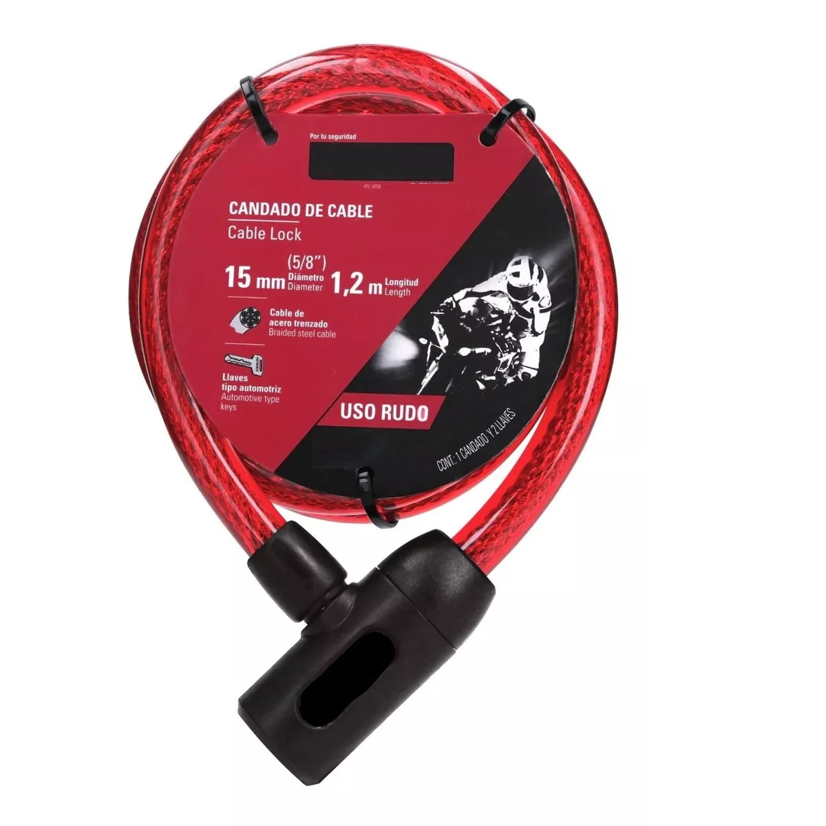 Foto 2 | Candado De Clave Con Llave Para Bicicleta Eo Safe Imports Esi-10630 Rojo