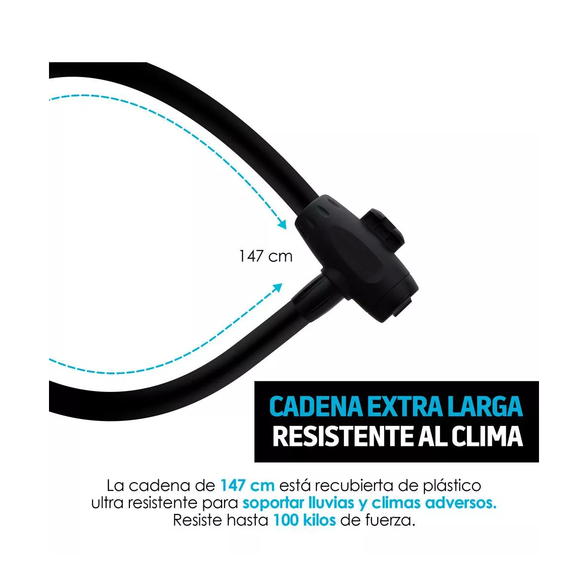 Foto 4 pulgar | Candado Para Bicicleta 1.47 m Contra Agua Eo Safe Imports Esi-10629 Negro