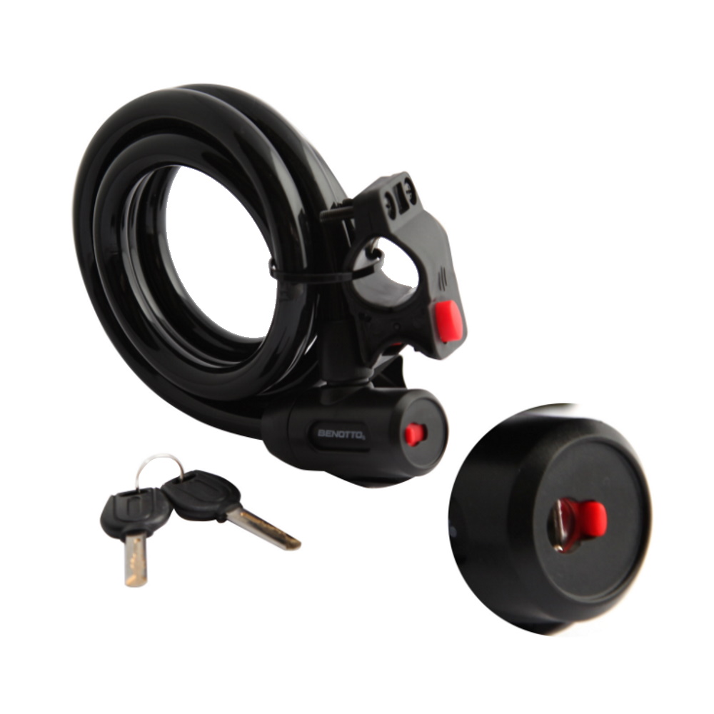 Candado Bicicleta Locki 100 Espiral 15x1800mm Negro Benotto