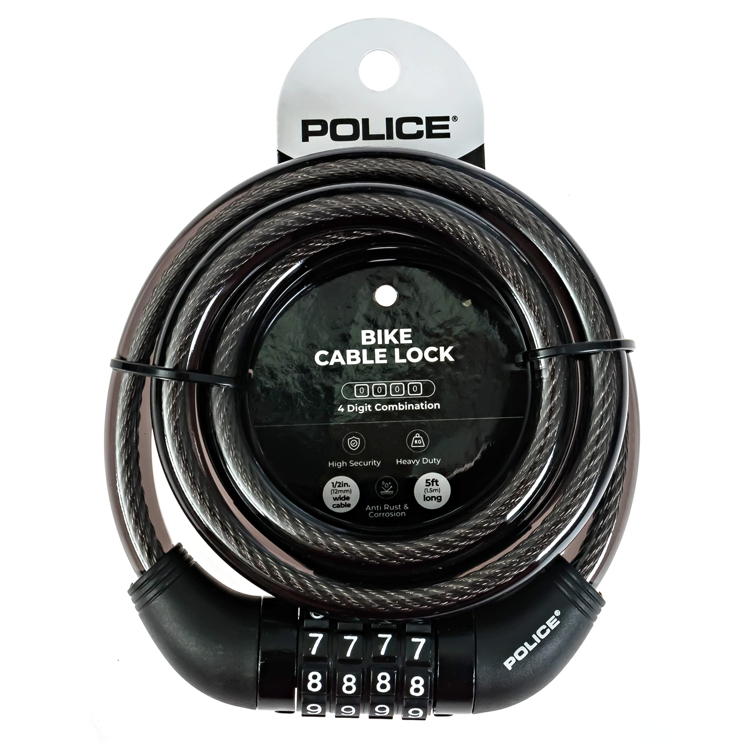 Foto 6 | Cable De Candado Para Bicicleta Police Combination Para Exteriores De 1,5 M - Venta Internacional.