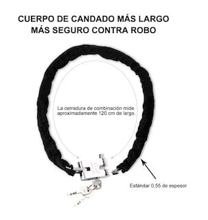 Foto 2 | Cerradura De Cadena Lab.g Antirrobo Para Bicicleta Y Motocicleta Negro