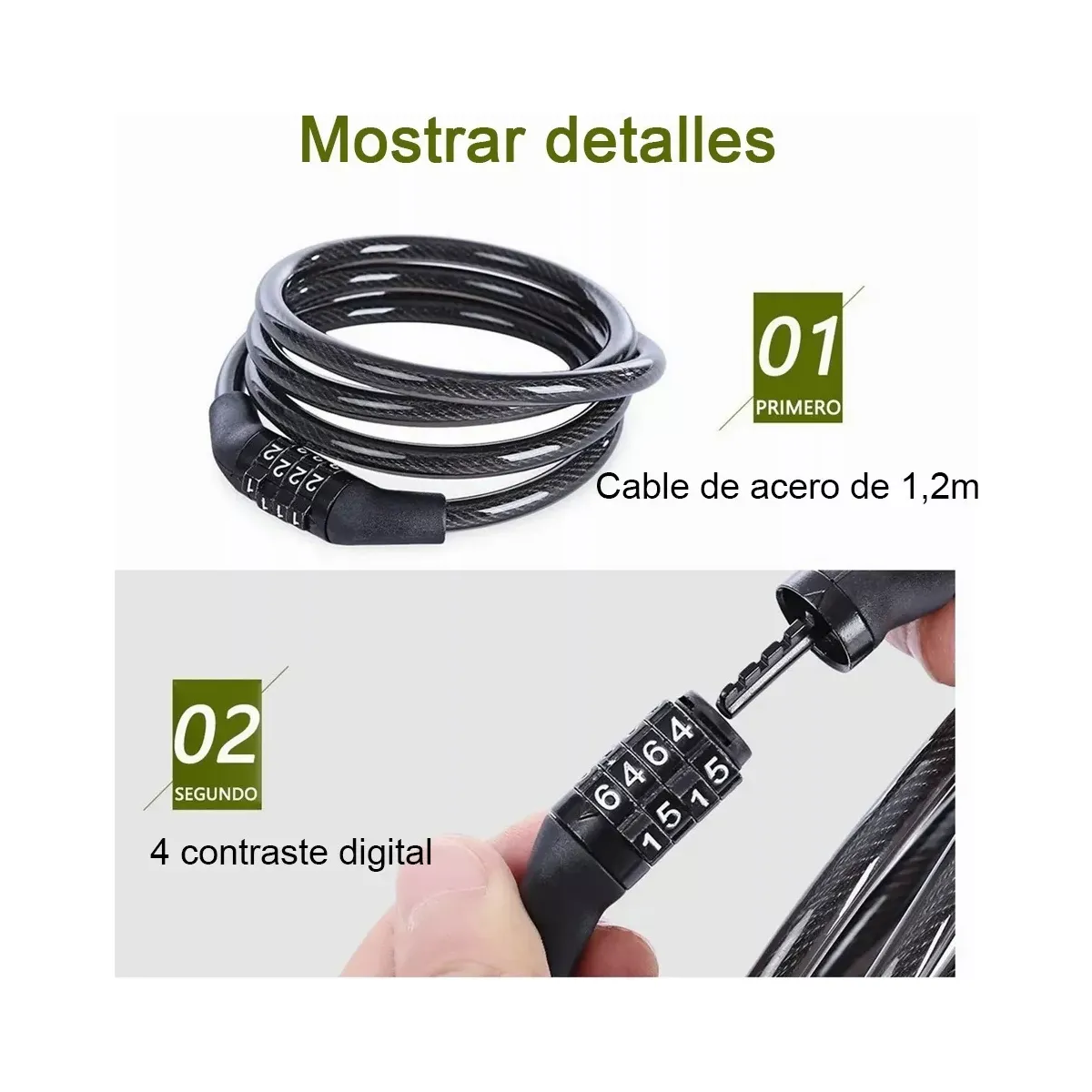 Foto 3 pulgar | Candado Cadena Reforzado Alta Seguridad 120 Cm Lab.g Negro