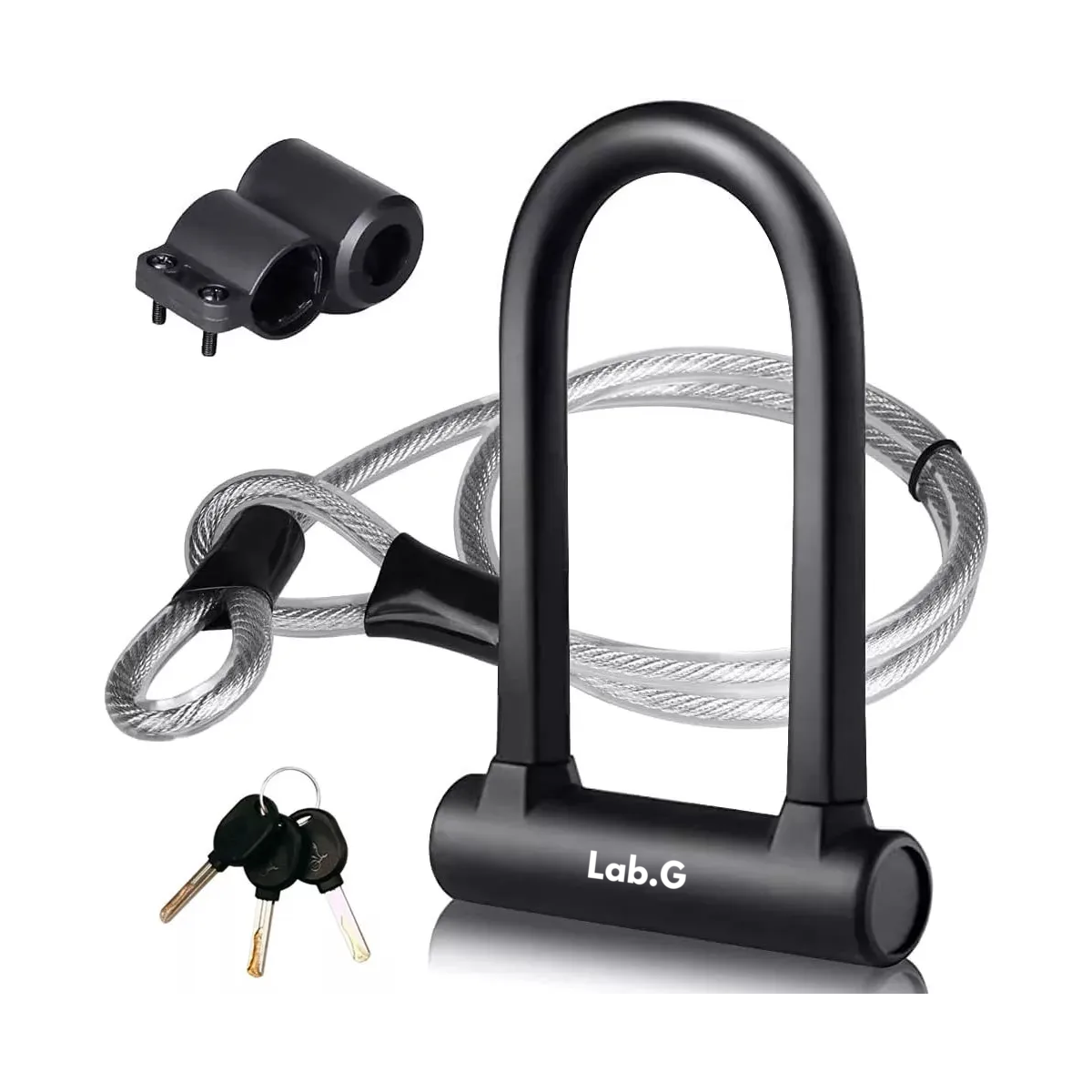 Foto 4 pulgar | Candado Rigido Tipo U Para Bicicleta Motocicleta+1.2 M Cable Lab.g Negro