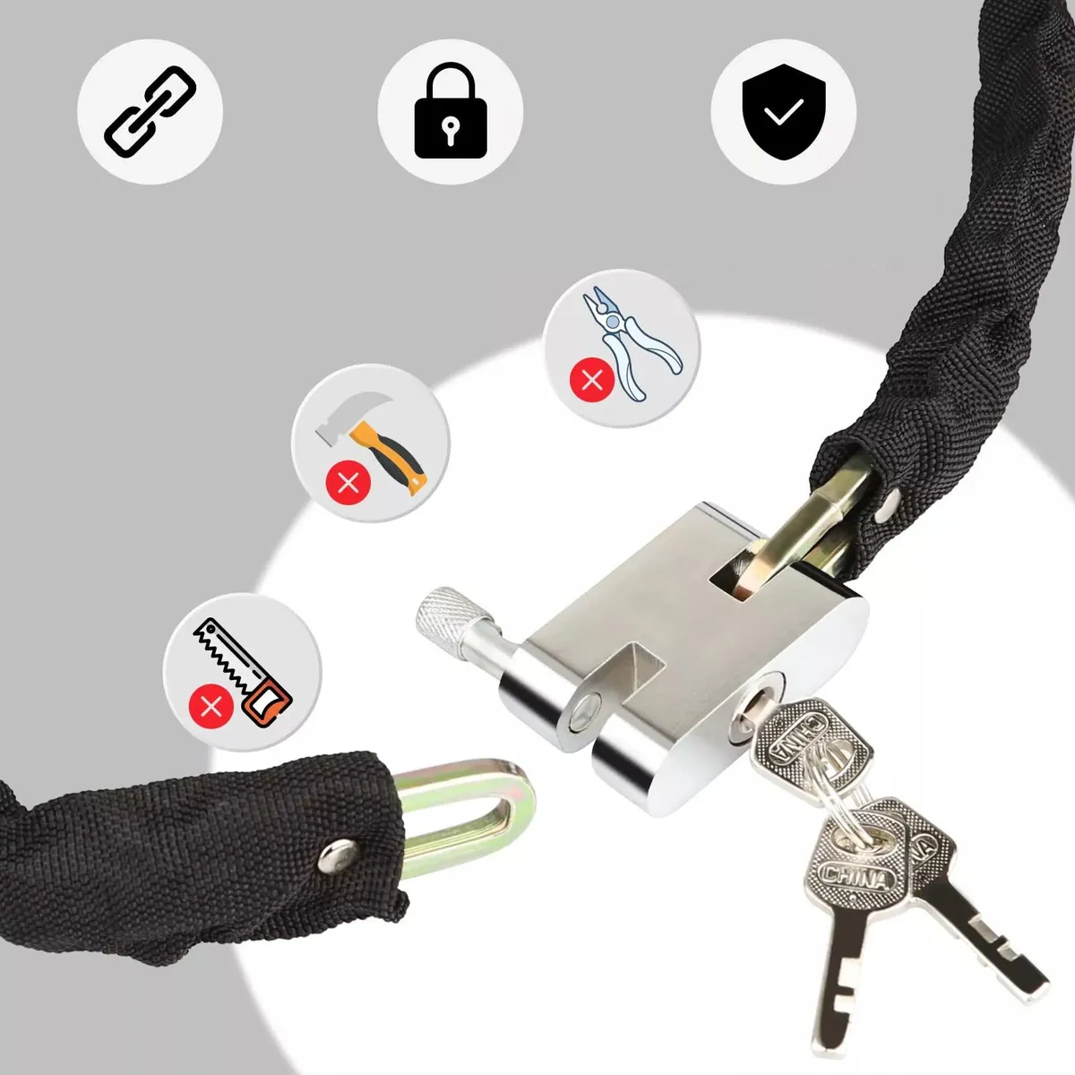 Foto 4 | Candado Cadena Reforzado Alta Seguridad Para 1.2m Lab.g Negro