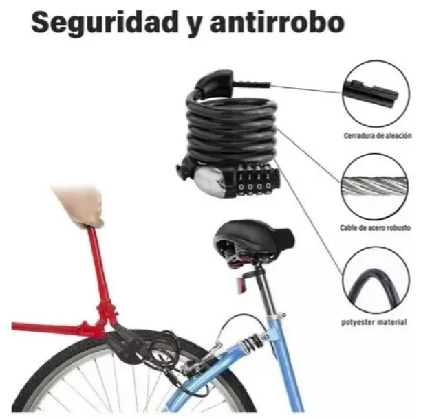 Foto 2 | Xtellar Candado De Seguridad Con Cable De Acero Para Bicicleta Y Moto