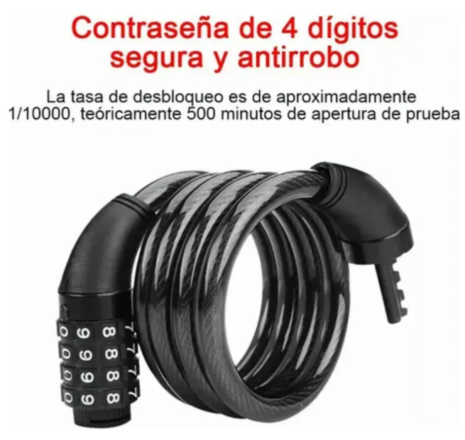 Foto 3 pulgar | Candado Premium Xtellar Para Bicicletas De Alta Seguridad  Resistente Y Retráctil