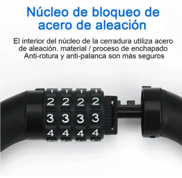 Foto 4 pulgar | Candado Premium Xtellar Para Bicicletas De Alta Seguridad  Resistente Y Retráctil