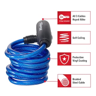 Foto 2 | Cables Master Lock 8127tri Para Candado Para Bicicleta Paquete De 3 Unidades Con Llave - Venta Internacional.