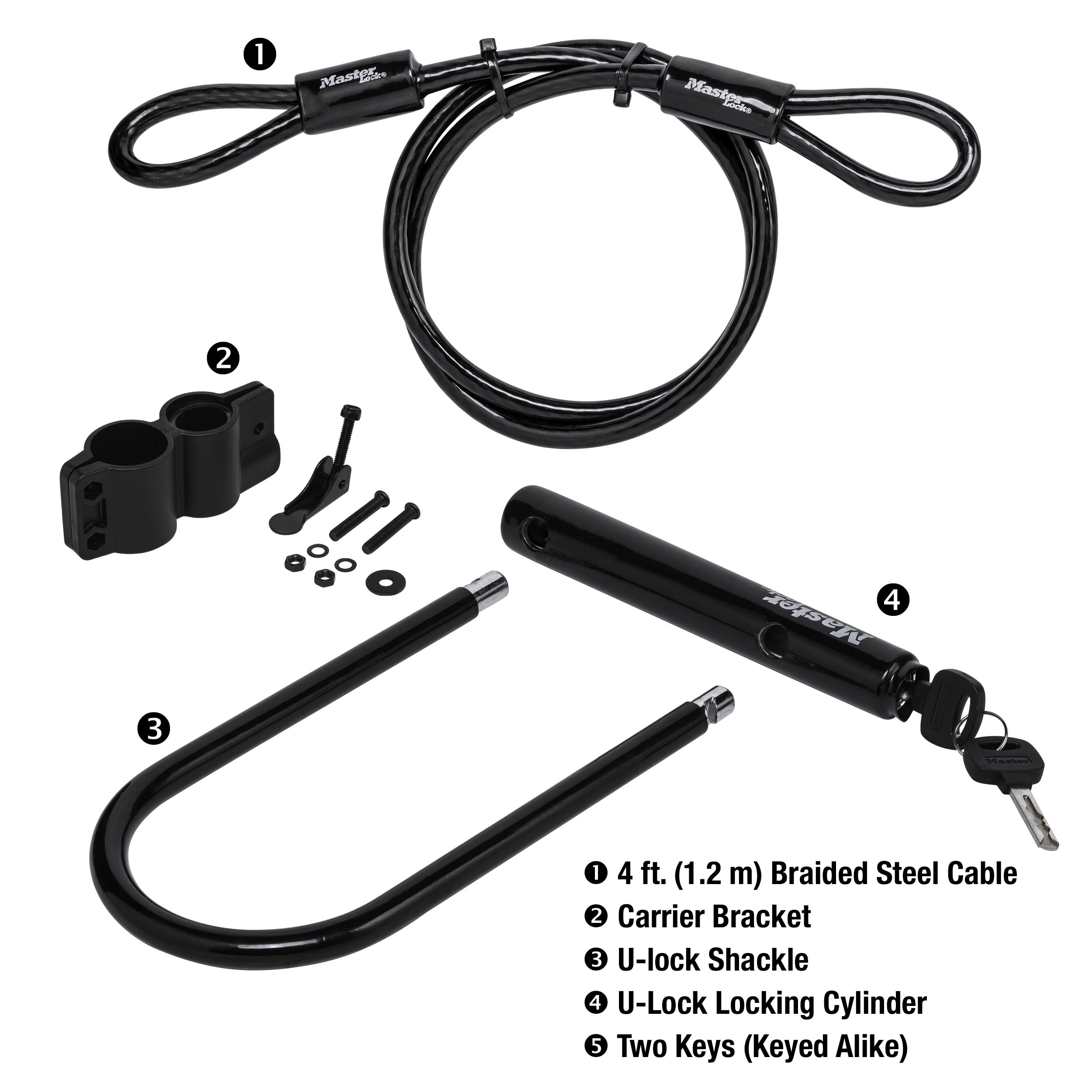 Foto 7 pulgar | Candado Bike Lock Master Lock 7.25 U Con Cable En Forma De Bucle - Venta Internacional.