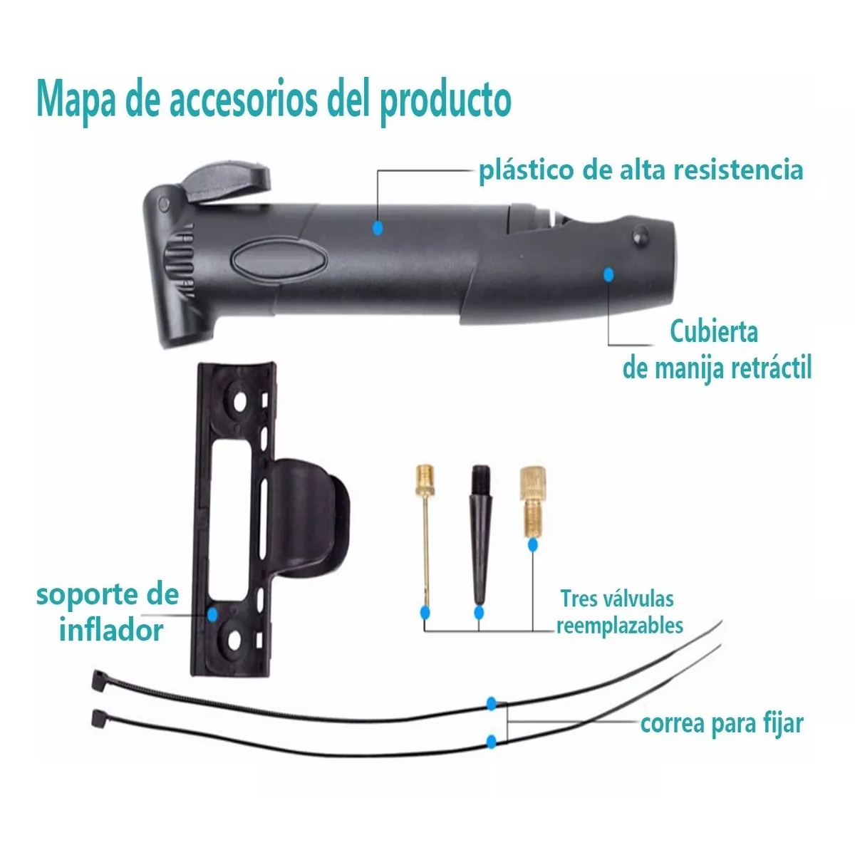 Foto 4 pulgar | Bomba de Bicicleta Mini Eo Safe Imports Esi-8119 Portátil Negro