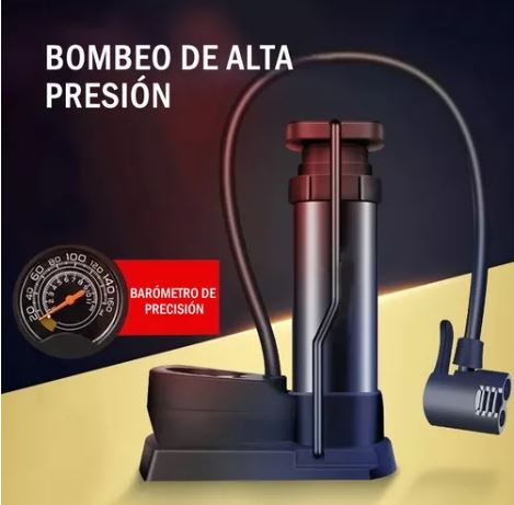 Foto 3 pulgar | Mini Bomba De Pie Para Bicicleta Portátil Con Manómetro