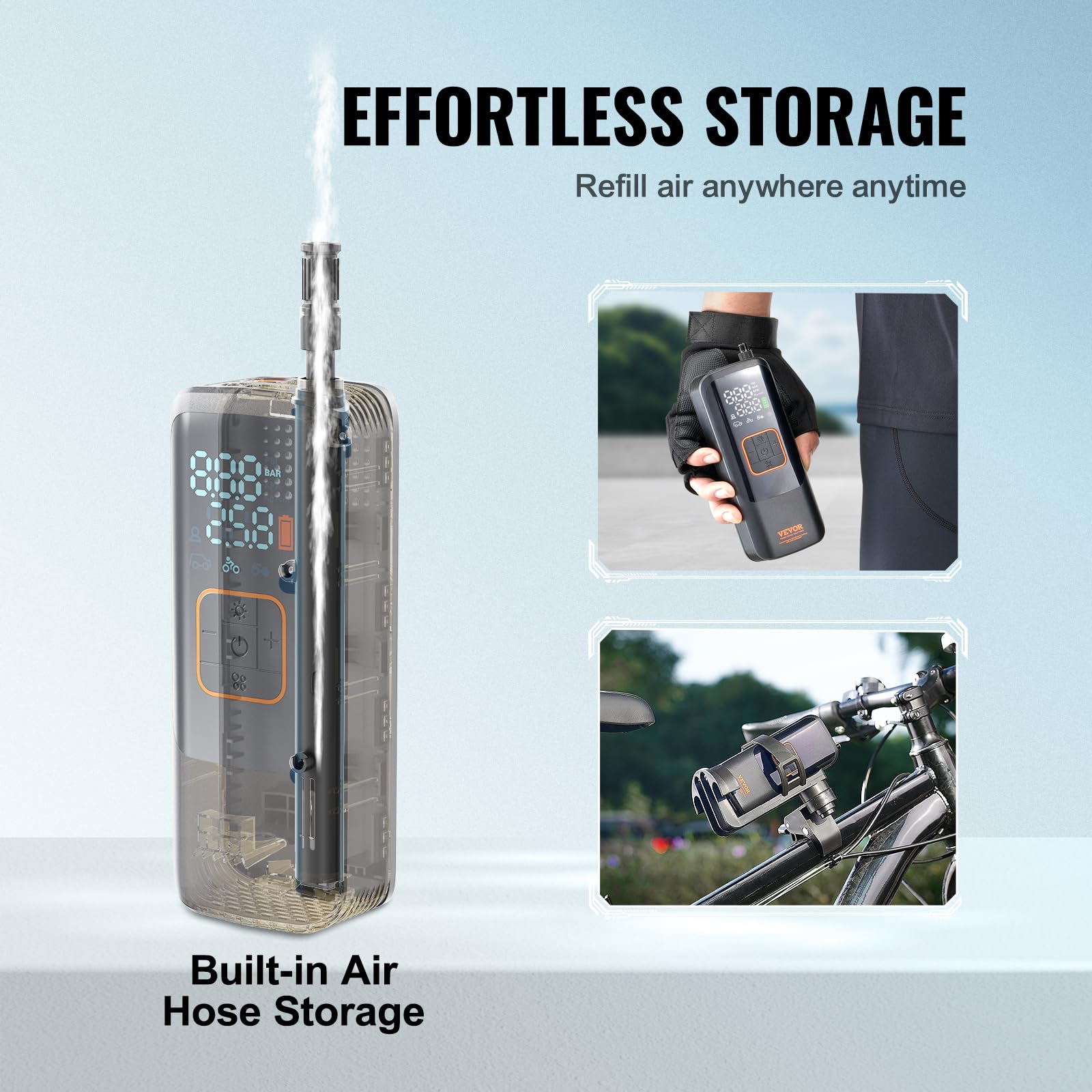 Foto 8 pulgar | Bomba Eléctrica Para Bicicleta, Inflador De Neumáticos Vevor, 150 Psi, Con Apagado Automático - Venta Internacional.