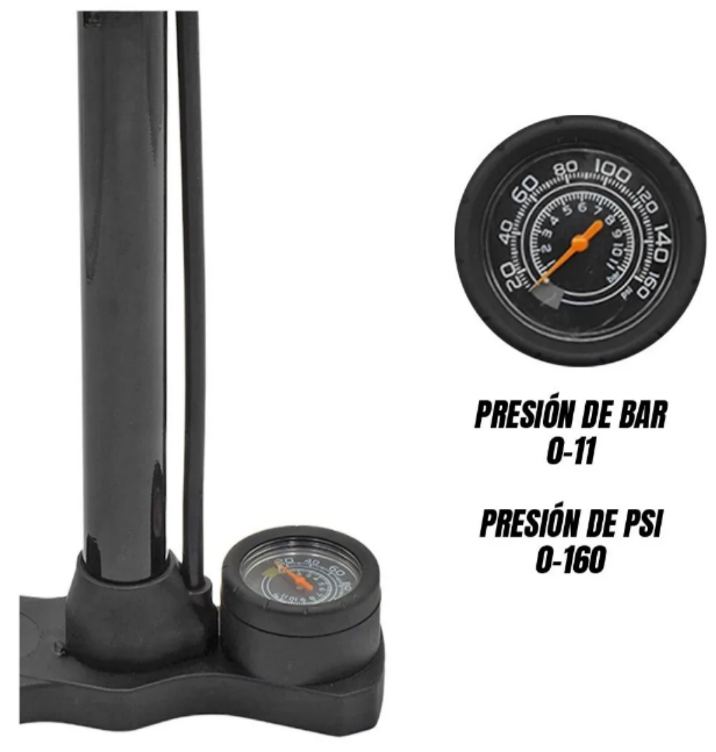 Foto 5 pulgar | Xtellar Bomba De Aire Premium Para Bicicleta Con Manómetro En Negro
