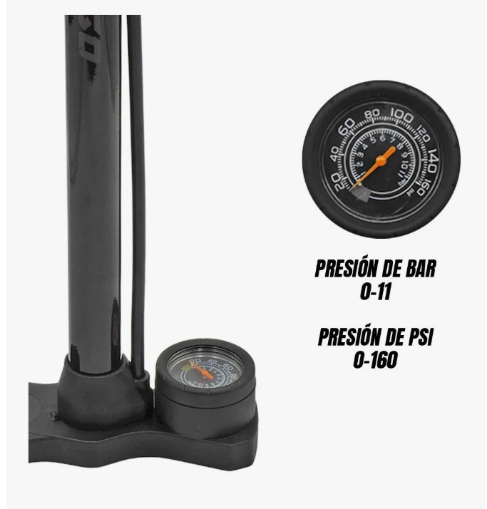 Foto 4 pulgar | Bomba Aire Xtellar De Pie Para Bicicleta Con Manometro Color Negro