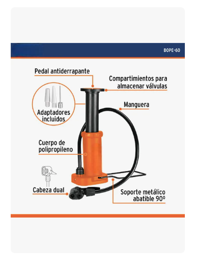 Foto 3 pulgar | Bomba De Pedal 60 Psi Xtellar Color Naranja