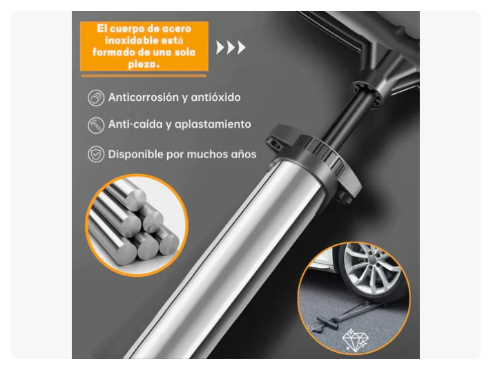 Foto 4 pulgar | Bomba De Alta Xtellar  Aire Para Bici Y Moto Con Medidor De Presion