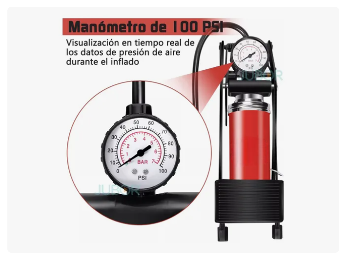 Foto 3 | Bomba De Aire Pedal Xtellar  Para Inflar Llantas Bicicleta Moto
