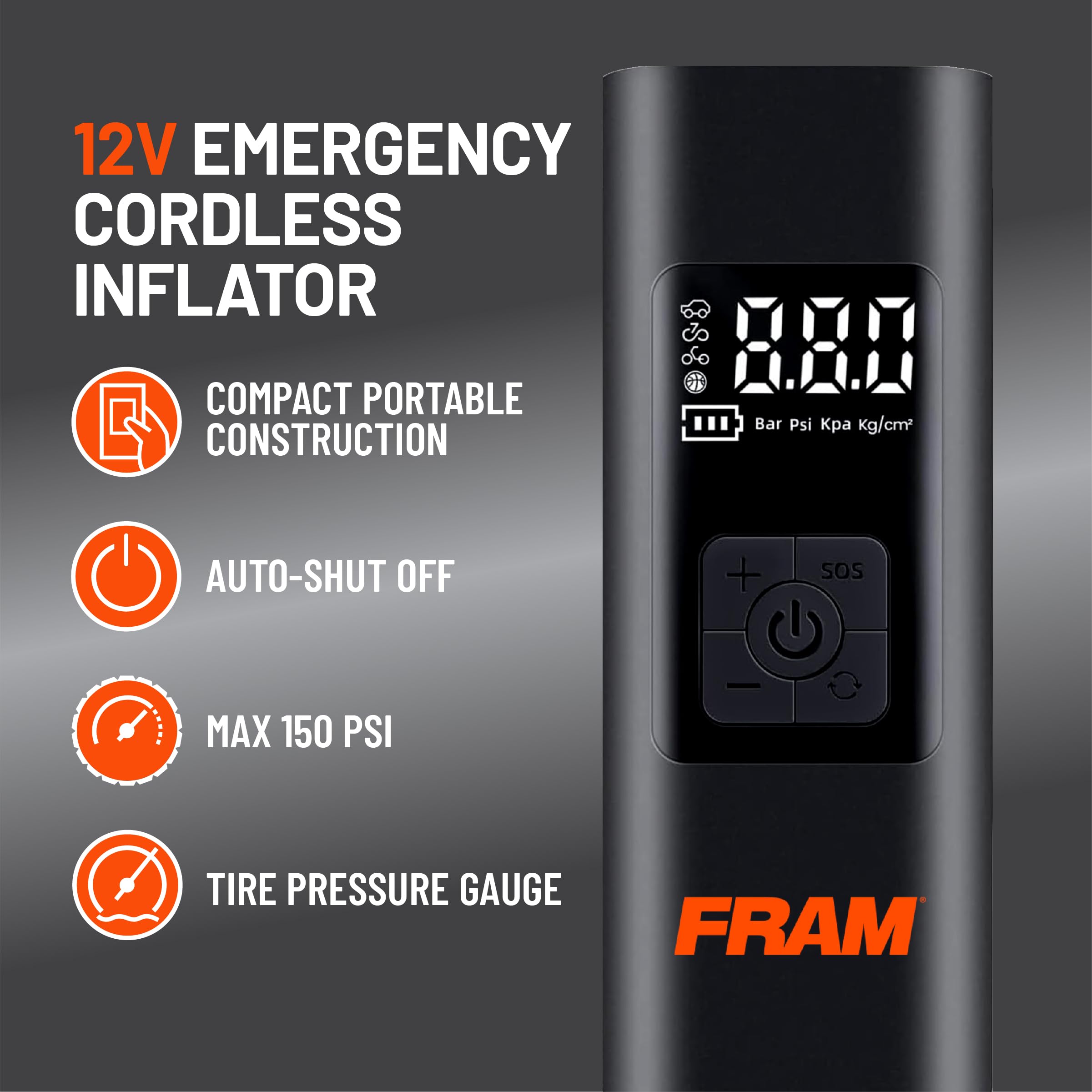 Foto 3 pulgar | Inflador Portátil De Neumáticos De Emergencia Fram Fek40002 150psi - Venta Internacional.