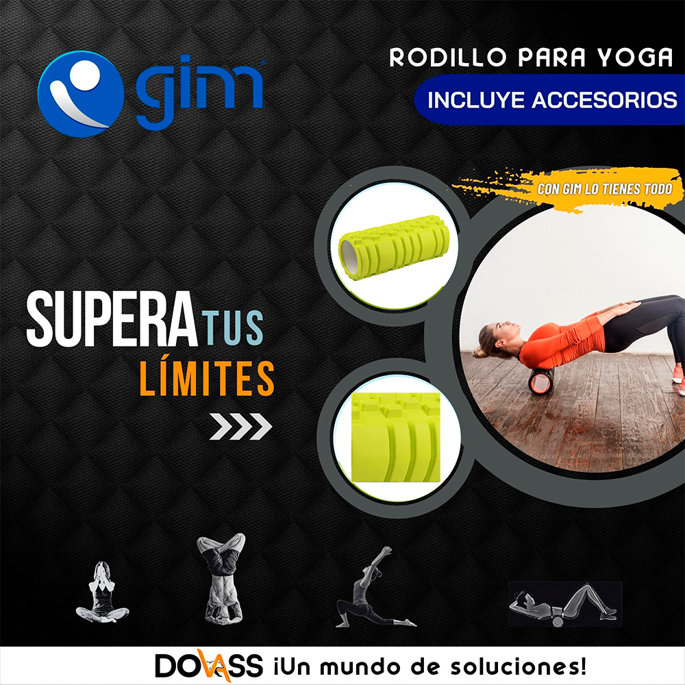 Foto 3 pulgar | Rodillo de Espuma Eva Foar Roller Gim Sports Amarillo para Masaje Yoga Contracturas Elasticidad 33 X 14 CM