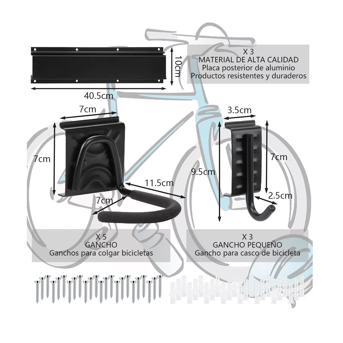 Foto 4 pulgar | Soporte Gancho Rack de Pared Para 5 Bicicletas Eo Safe Imports Esi-14740 Negro